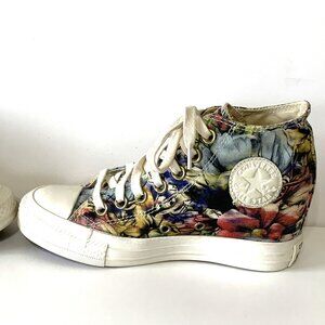 Converse All Star Chuck Taylor Sneakers Floral High Top with Heels Women Size 6